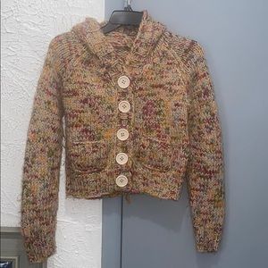 Vintage Wool Chunky Knit Multicolor Crop Small